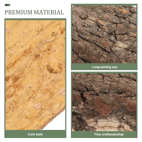 HOMSFOU Cork Tile Terrarium Background 4Pcs Reptile Bark Backdrop Decor 3D Bearded Dragon Tank Climbing Mat Carpet Decoration for Spider Gecko Lizard Bearded Dragon