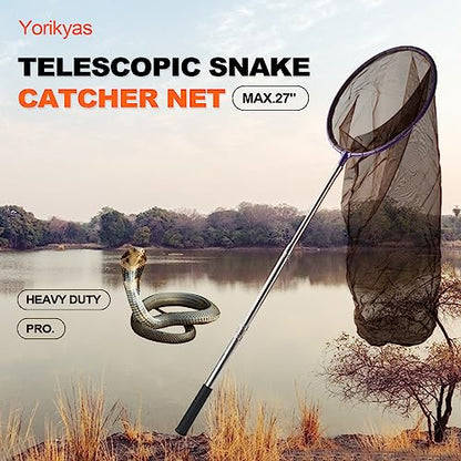 Snake Net, Snake Catcher Net, Rattlesnake Grabber Handling Tool, Reptile Catch Telescopic Pole Stick, Rattle Snake Removing and Catching Picker Tong, Snake Catcher Hook Grabber Handling Stick Trap Too