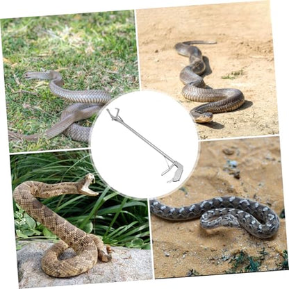 ibasenice Stainless Steel Snake Toggle Latch Catcher Clip Gutter Rattlesnake Tongs Grabber Lock Simple Snake Trap Clamp for Garden Home