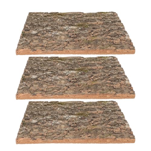 DECHOUS 3Pcs Natural Cork Bark Background for Reptile Tank, Terrarium Decor 15.8" X 12" Tree Barks Wall Panel Climbing Cork Pieces for Lizard Gecko Chameleon Snake Habitat