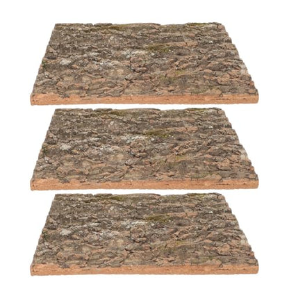DECHOUS 3Pcs Natural Cork Bark Background for Reptile Tank, Terrarium Decor 15.8" X 12" Tree Barks Wall Panel Climbing Cork Pieces for Lizard Gecko Chameleon Snake Habitat