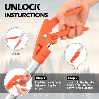 Kalkal Snake Grabber Tool, 62” Professional Aluminum Alloy Telescopic Rattle Snake Tongs, Reptile Grabber Snake Catcher Wide Jaw Handling Tool with Lock