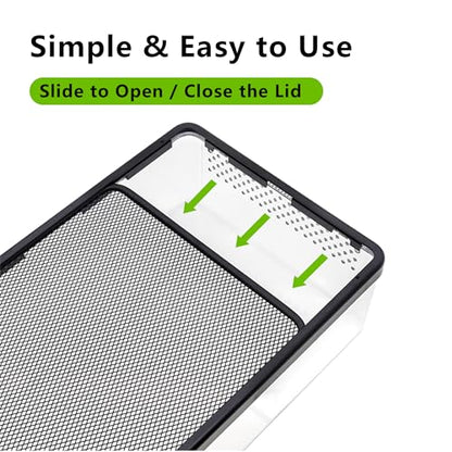 Small Reptile Terrarium, Escape Proof Enclosure 12.6×8.7×3.9 in | Clear Viewing Habitat for Hermit Crabs Isopods and Beetles, Tarantula Gecko Praying Mantis Feeding Box, Breeding Habitat