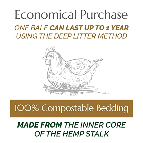 Aubiose French Hemp Bedding 44lb — Chicken Coop & Horse Stall Bedding | Ultra Low Dust, Odor Control, Deep Litter Ready | Premium Hemp Shavings for Chickens, Horses, Rabbits & Small Animals - size: Pack of 1