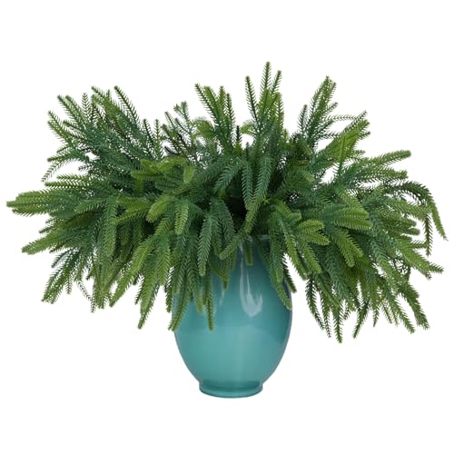18Inches 10pack Christmas Norfolk Pine Branch Real Touch Artificial Norfolk Branches,Fake Stems Greenery Pine Picks for Indoor Home Holiday Decor Vase DIY Wreath Outdoor Porch Decoration - color: Pine-10