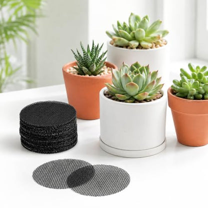 200 Pcs Plant Pots Hole Mesh Pad Round Potting Mat Flower Pot Bonsai | Mesh Bonsai, Bottom Grid Mat Screen Cover Pad, Substrate Barrier Meshes, for Plant Terrarium Potting Mats, Prevent Soil Loss
