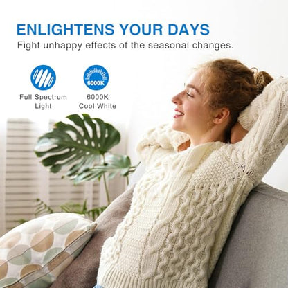BORCCDIT Full Spectrum 6000K Natural Sunlight Bulbs, 9W Equivalent to 60W, Cool White Light, A19, E26/E27 Base (Pack of 4) - color: 6000k Cool White, size: 4 Packs