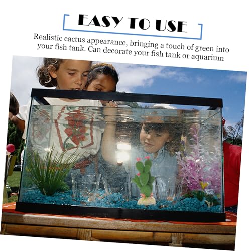 Luxshiny Vivid Artificial Plastic Cactus Aquarium Plant Fish Tank Decoration Soft Non Fading Reptile Terrarium Ornament Easy to Clean for
