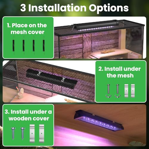 GlowUp 12 Inch 10W Dimming LED UVB Light for Reptiles, UVB 20.0/10.0/5.0/Purple Light, 3 Light Modes, Timer, UVA UVB Reptile Lamp for Tropical & Desert Reptile, Bearded Dragons, Turtles, Snakes