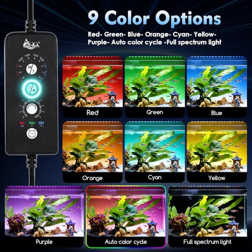 AQQA LED Aquarium Light 60W for 40-48 Inch Fish Tank, 24/7 Mode&DIY Mode Full Spectrum Fish Tank Light, IP68 Waterproof High Lumen Aquarium Plant Light, Adjustable Brightness/Timer, Memory Function - size: For 40'' - 48'' Tank