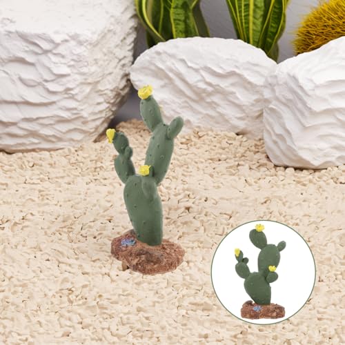 ARTIBETTER Artificial Small Cactus Aquarium Decor Plastic Reptile Plant for Desert Terrarium Habitat Accessories Snake Tank Chameleon Cage Ornament