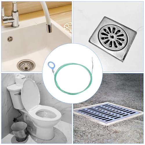 HARFINGTON 3pcs Flexible Drain Clog Remover Tool 0.08" Dia. 118" Sink Sewer Hair Drain Cleaner Tool Sink Unclogger for Kitchen Toilet Bathtub Sewer - size: 118"