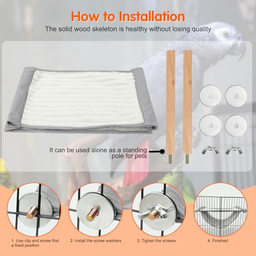 BWOGUE Winter Warm Bird Nest Bed Hanging Hammock Snuggle Hut Parrot House Tent Toy Bird Cage Perch for Parakeet Budgies Cockatiels Lovebird Cockatoo Finch Hamster Chinchilla Guinea Pig(Large, Grey) - color: Grey, size: Large (13.56"x9.2")