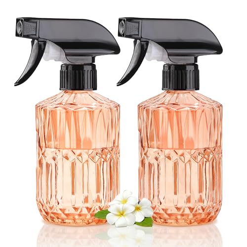 Glass Plant Mister Spray Bottle, 15oz Refillable Water Bottle Spray, Reusable Adjustable Nozzle Plant Mister Spray Bottles Indoor, Plant Mister for Hair, Cleaning, Gardening, Pets Care (Orange) - color: Orange a