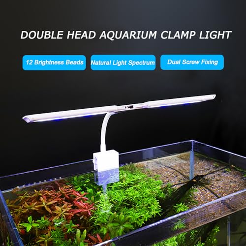 LED Aquarium Light Full Spectrum Clip Fish Tank Light Plants Light Double Swing Arm Light 4W Suitable for 2-10 Gal Fish Tank - size: 4W For 2-10 Gal Fish Tank