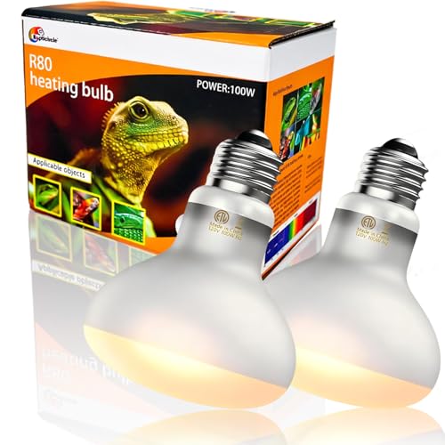 100W Reptile Heat Lamp Bulbs, 2-Pack Basking Spot Light for Bearded Dragon, Lizard, Turtle, Snake – Simulates Natural Sunlight for Amphibian Terrariums & Reptile Habitats