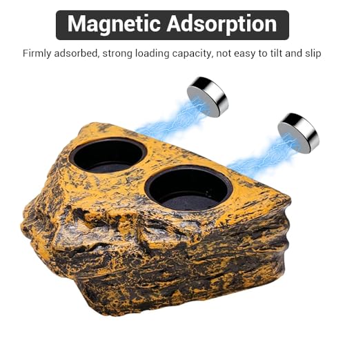 Magnetic Reptile Ledge, Double Bowl Gecko Feeding Ledges with 2 Feeding Cups for Frog Tortoise Lizard Snake Reptile Gecko