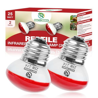 Infrared Reptile Heat Lamp, UVA Red Heat Light Bulb 25W, 2 Pack Reptile Heat Bulb, Infrared Basking Spot Light for Snake, Leopard Gecko, Turtle, Lizard - color: Red(25*2)