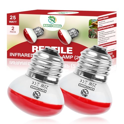 Infrared Reptile Heat Lamp, UVA Red Heat Light Bulb 25W, 2 Pack Reptile Heat Bulb, Infrared Basking Spot Light for Snake, Leopard Gecko, Turtle, Lizard - color: Red(25*2)