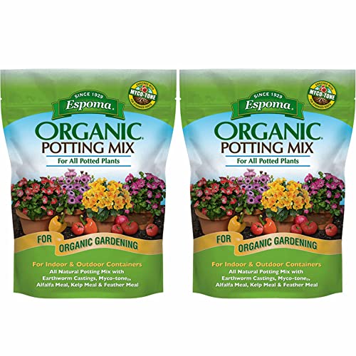 Espoma Organic Potting Soil Mix - All Natural Potting Mix For All Indoor & Outdoor Containers Including Herbs & Vegetables. For Organic Gardening, 8qt. bag. Pack of 2 - style: Peat Moss,Potting Soil Mix,Planting Soil (Pack of 2)