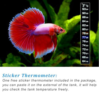 PULACO 100Watt Aquarium Heater for 15-25 Gallon Fish Tank, Adjustable Submersible Heater Thermostat with Thermometer Strip and Suction Cup