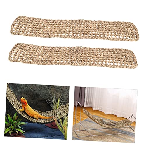 2pcs Reptile Carpet Lizard Lounger Grass Mat Forest Floor Bedding for Bearded Dragons Toys