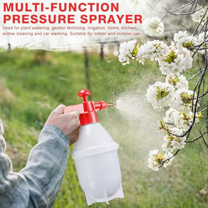 Ziliny 2 Pcs50 oz Handheld Pump Spray Bottle Garden Mister Spray Bottles Lawn Pressure Hand Pump Sprayer with Adjustable Nozzle for Chemicals Watering Weeds Plants and Cleaning (Red) - color: Red, size: 50 oz