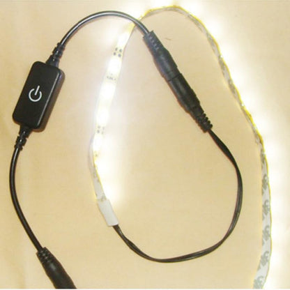 2 Pack LED Strip Lights Dimmer with Touch Switches LED Strip Light Inline On/Off Switch Cable DC Plug 5.5mmx2.1mm Barrel Connector Brightness Adjustment Diming Controller for 12V to 24V Lights