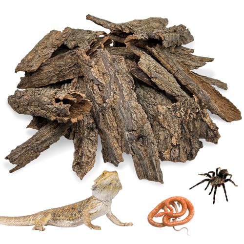 Reptile Cork Bark Bulk 1.5 Lb Cork Wood for Terrarium, Natural Flat Cork Bedding Terrarium Substrate for Bearded Dragon Snake Spiders Hermit Crabs Geckos Tortoise
