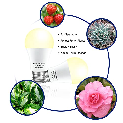 2 Pack LED Grow Light Bulbs A19 Bulb, Full Spectrum Plant Light Bulb, 9W E26 Grow Bulb Replace up to 80W, Grow Light for Indoor Plants, Flowers, Greenhouse, Indore Garden, Hydroponic - size: 2 Count (Pack of 1)