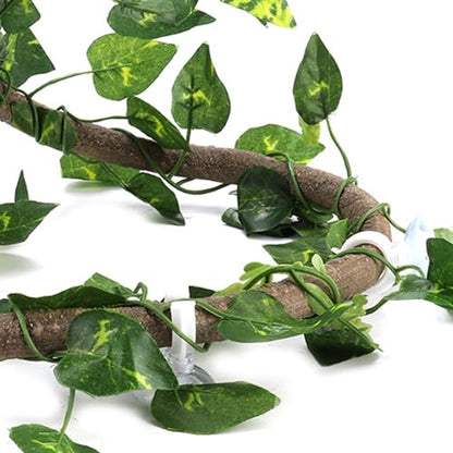 Lizard Climbing Jungle Vines, Flexible Reptile Leaves with Suction Cups Tool Decor for Gecko, Snakes and Bearded Dragon (Rattan + Green Radish Leaves) - size: Rattan + green radish leaves