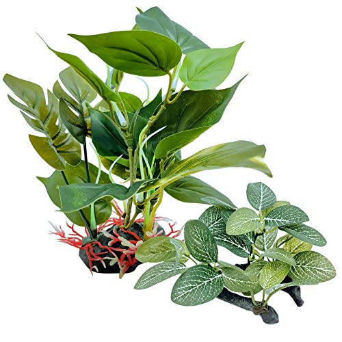 M2cbridge Artificial Fish Tank Plants Silk Aquarium Plant Aquatic Water Grass Foreground Decor (2PCS (Tall and Short)) - color: 2pcs (Tall and Short)