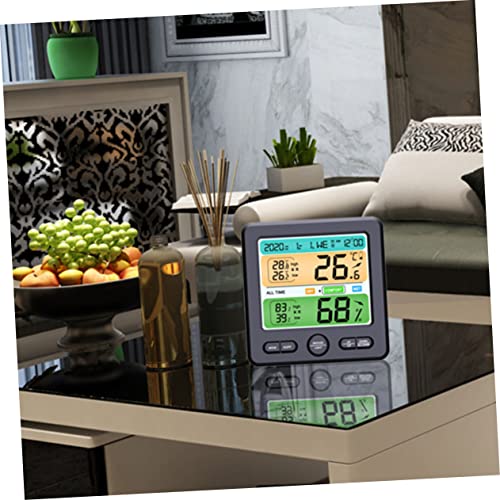 Multi-Function Digital Hygrometer and Clock for Home Use Temperature and Humidity Monitor with Large Display Accurate Indoor Climate Control Tool for Reptiles Office and More