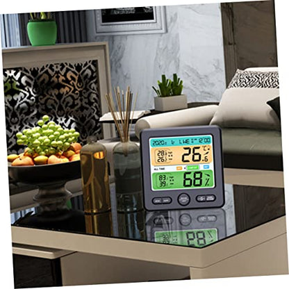 Multi-Function Digital Hygrometer and Clock for Home Use Temperature and Humidity Monitor with Large Display Accurate Indoor Climate Control Tool for Reptiles Office and More