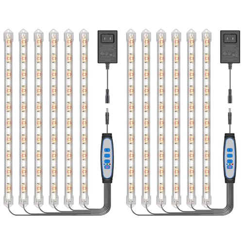Kullsinss Under Cabinet Grow Light Strip, 36W 360LEDs Grow Lights for Indoor Plant Full Spectrum 660nm/3000K/6000K Grow Lamp with 6/12/16H Timer, 3 Spectrum Modes, 5 Brightness Levels (6 Bars/2 Pack) - color: 6 Bars, size: 2 Pack