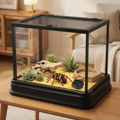 6 Pcs Reptile Water Dish, Micro Terrarium Bowls for Spider Tarantula, 1.6" Food Water Feeding Dish Enclosure, Black ABS