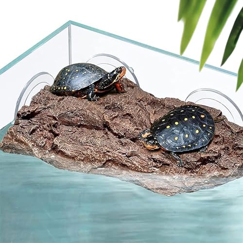 LIYAOLI Turtle Basking Platform with Suction Cups,Floating Dock for Aquatic Turtles Tank,Basking Rock Resting Terrace for Terrapins,Tortoises - Aquarium/Reptile Tank Accessories Decor(Brown) - color: Brown