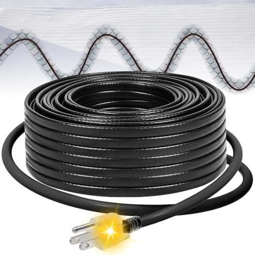 MAXKOSKO Gutter Heater for Roof Snow Melting, Self Regulating Heating Cable with 6 ft Lighted Plug, 120 V 8 w/ft, 85 ft Heating Cable