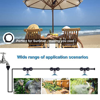 Fogland Misting System: Outdoor Cooling System 32.8FT Misting Cooling System with 10pcs 0.016" Orifice Thread Stainless Steel Mister Nozzle for Patio - size: 0.016"Orifice/32.8FT