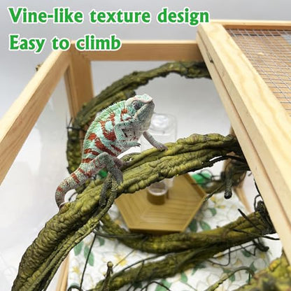 VCEPJH Loose Coconut Fiber Substrate 2 Pack Natural Coco Coir Reptile Bedding and Large Reptile Vines Thick Terrarium Plants 118 Inches Long Flexible Climbing Branch for Bearded Dragon Chameleon Gecko
