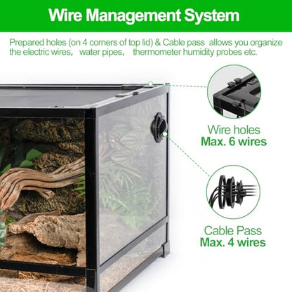 REPTI ZOO 48''x24''x18'' Glass Reptile Terrarium, Front Opening Snake Tank with Double Hinge Door, Reptile Enclosure with Top Screen Ventilation 85 Gallon