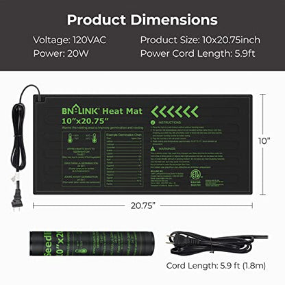 BN-LINK Reptile Thermostat Controller and Heat Mat for for Seed Germination, Reptiles and Brewing Breeding Incubation Greenhouse