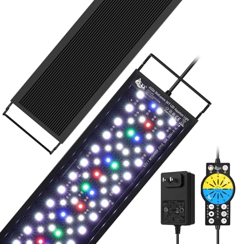 AQQA LED Aquariums Light Full Spectrum for 12-18 inch, Fish Tank Light with Timer for Freshwater and Plants Growth, 24/7 Lighting Cycle, 9 Color Modes & 10-Level Brightness, 22W Black - size: 22W for 12-18 inch tank