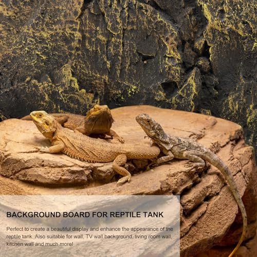 3D Reptile Tank Background Board Pu Material Textured Decorative Panel for Turtle Terrarium Environment with Yellow Rock Pattern Suitable for Turtle and Reptile Tanks