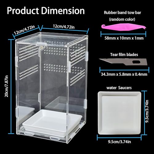 Acrylic Jumping Spider Enclosure,Reptile Enclosure,Bug Habitat, for Small Tree Dwelling Reptiles,Arboreal Tarantula Enclosure, Spider Terrarium Kit,Plastic Terrarium(4.7" X 4.7" X 8") - color: A3