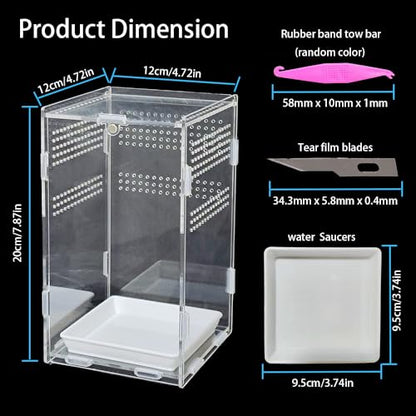 Acrylic Jumping Spider Enclosure,Reptile Enclosure,Bug Habitat, for Small Tree Dwelling Reptiles,Arboreal Tarantula Enclosure, Spider Terrarium Kit,Plastic Terrarium(4.7" X 4.7" X 8") - color: A3