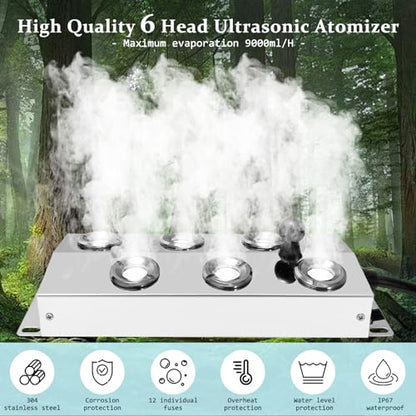 Ultrasonic Fogger 6 Head Ultrasonic Mist Maker,5000ml/H 200W Mist Maker Fogger,6 Head Ultrasonic Fogger Mist Maker,6 Head Ultrasonic Mist Maker fogger Ultrasonic Mister Fogger 6 Head Fogger - color: 6 Head Ultrasonic Fogger
