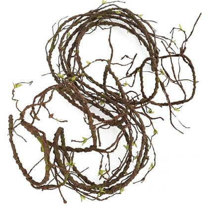 9FT Artificial Vine for Mantel Decor, Bendable Fake Tree Branches & Reptile Vines, Real Touch Faux Twigs with Green Buds for Spring Décor