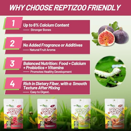 Crested Gecko Food, Fruit Mix Fig and Insects Complete Diet Gecko Food 2oz