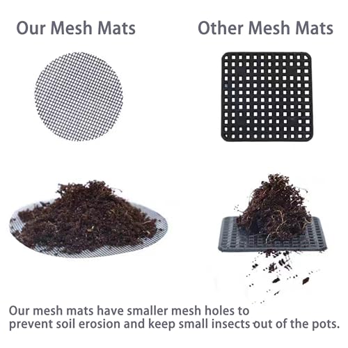 Sylken 200 Pack Flower Pot Hole Mesh Pad, 4" Square Drainage Hole Mesh Pad - Ultimate Gardening Solution Preventing Soil Loss, Anti-Slip, Bonsai Bottom Grid Mat Gifts for Women Gardeners! - size: 4"